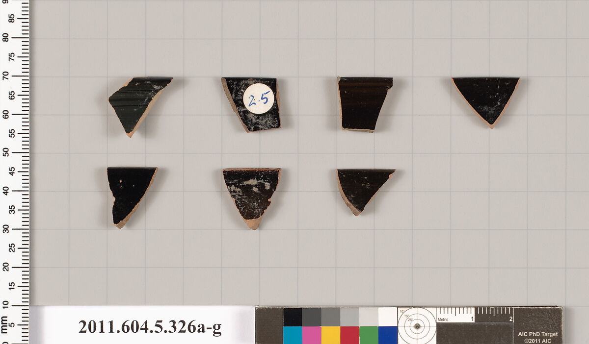 Terracotta rim fragments of kylikes (drinking cups), Terracotta, Greek, Attic