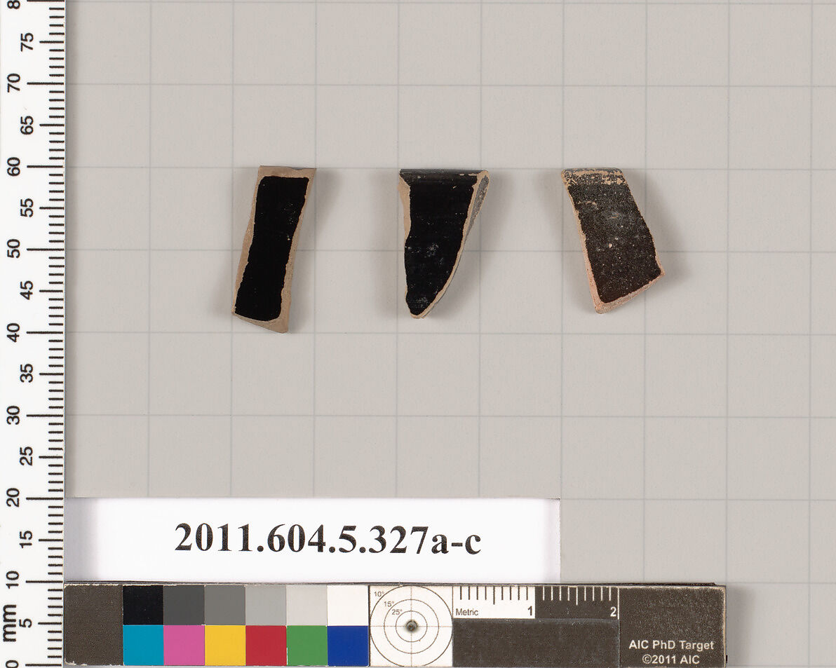 Terracotta rim fragments of kylikes (drinking cups), Terracotta, Greek, Attic