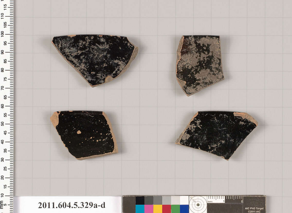 Terracotta rim fragments of kylikes (drinking cups), Terracotta, Greek, Attic
