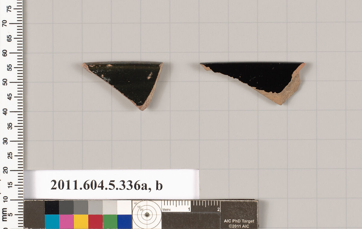 Terracotta rim fragments of kylikes (drinking cups), Terracotta, Greek, Attic