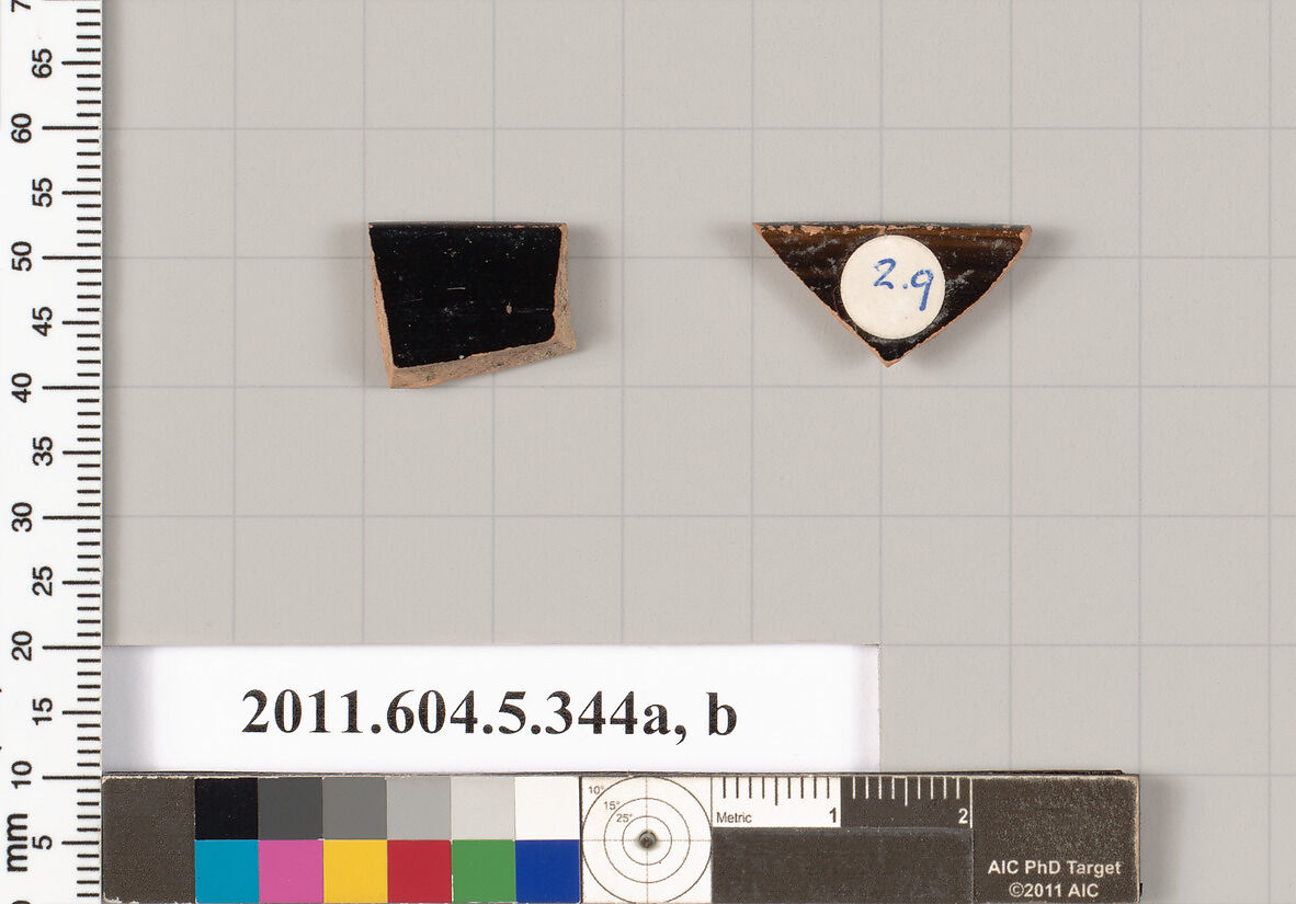 Terracotta rim fragments of kylikes (drinking cups), Terracotta, Greek, Attic