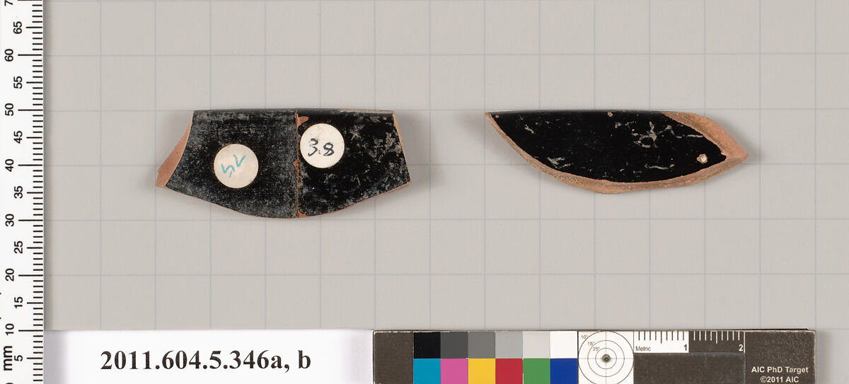 Terracotta rim fragments of kylikes (drinking cups), Terracotta, Greek, Attic