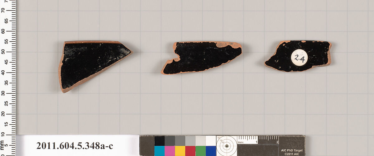 Terracotta rim fragments of kylikes (drinking cups), Terracotta, Greek, Attic