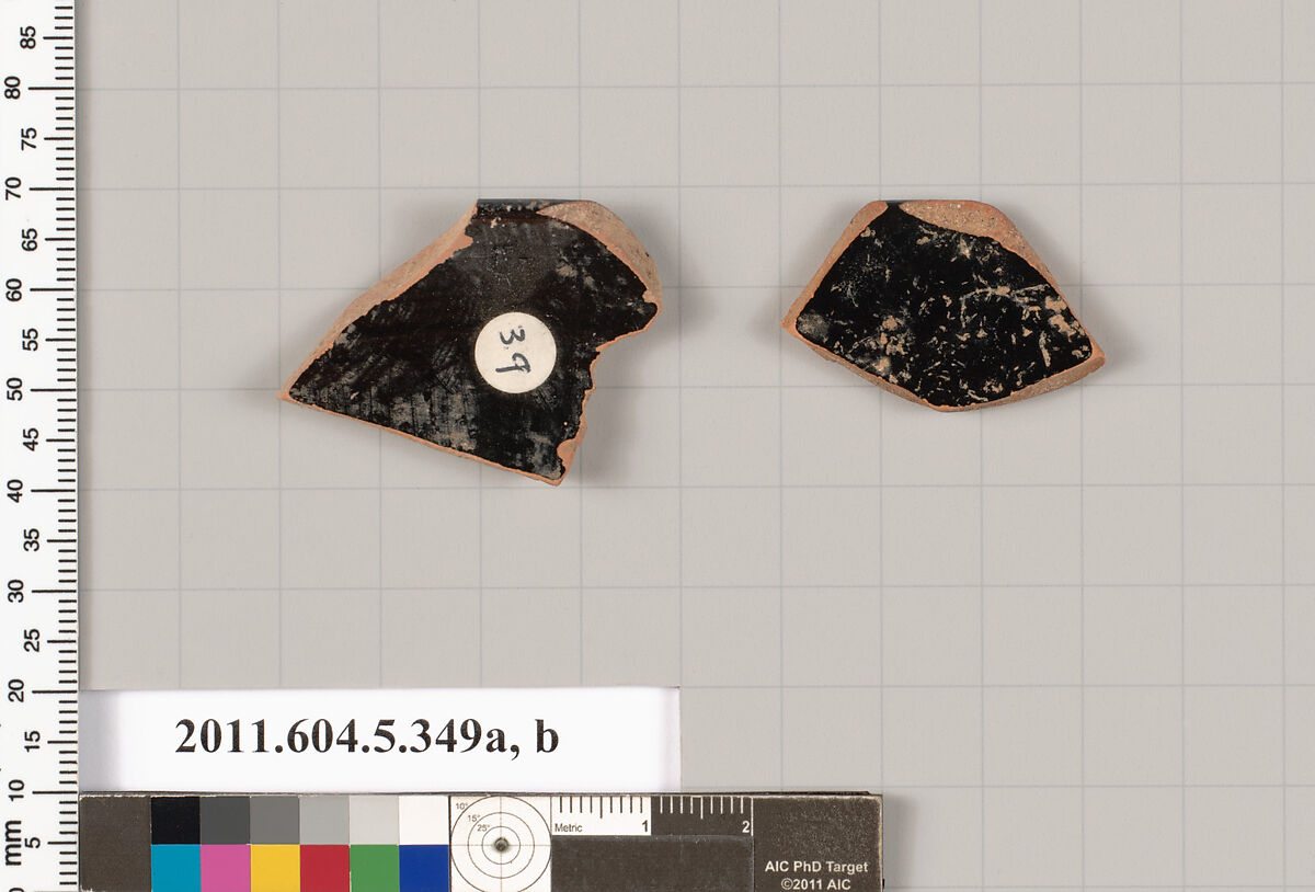 Terracotta rim fragments of kylikes (drinking cups), Terracotta, Greek, Attic