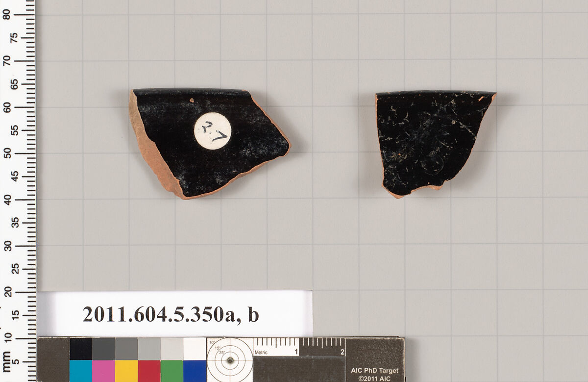 Terracotta rim fragments of kylikes (drinking cups), Terracotta, Greek, Attic