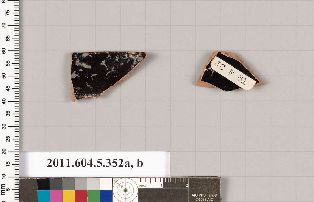 Terracotta rim fragments of kylikes (drinking cups), Terracotta, Greek, Attic