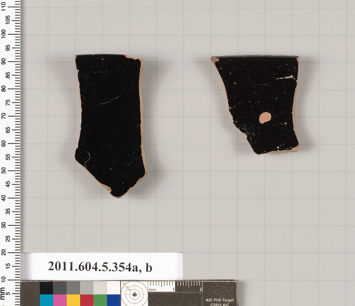 Terracotta rim fragments of kylikes (drinking cups), Terracotta, Greek, Attic