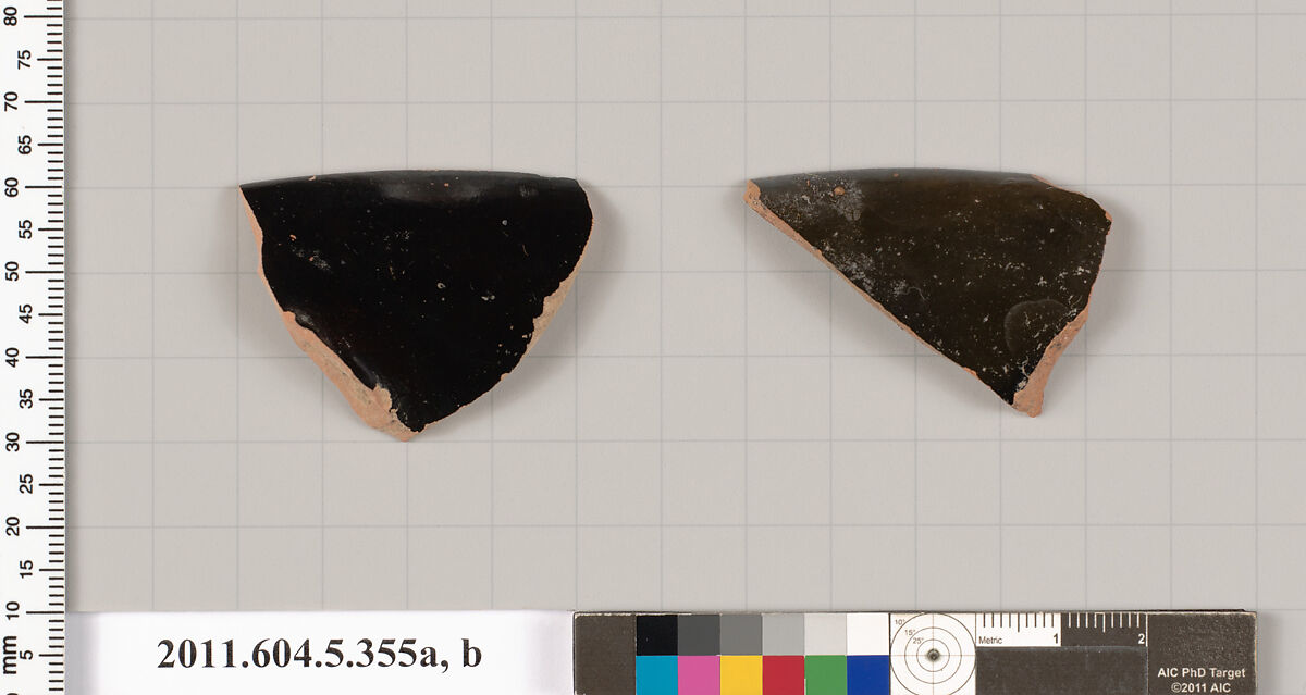 Terracotta rim fragments of kylikes (drinking cups), Terracotta, Greek, Attic 
