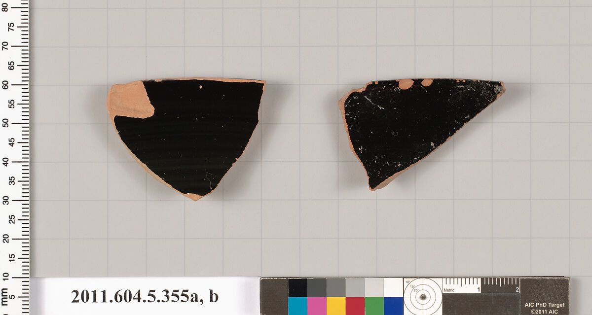 Terracotta rim fragments of kylikes (drinking cups), Terracotta, Greek, Attic