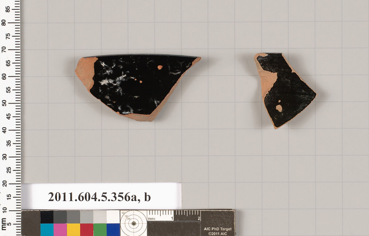 Terracotta rim fragments of kylikes (drinking cups), Terracotta, Greek, Attic