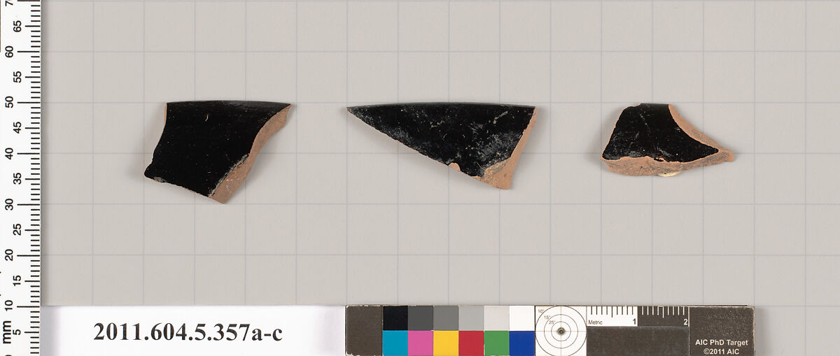 Terracotta rim fragments of kylikes (drinking cups), Terracotta, Greek, Attic