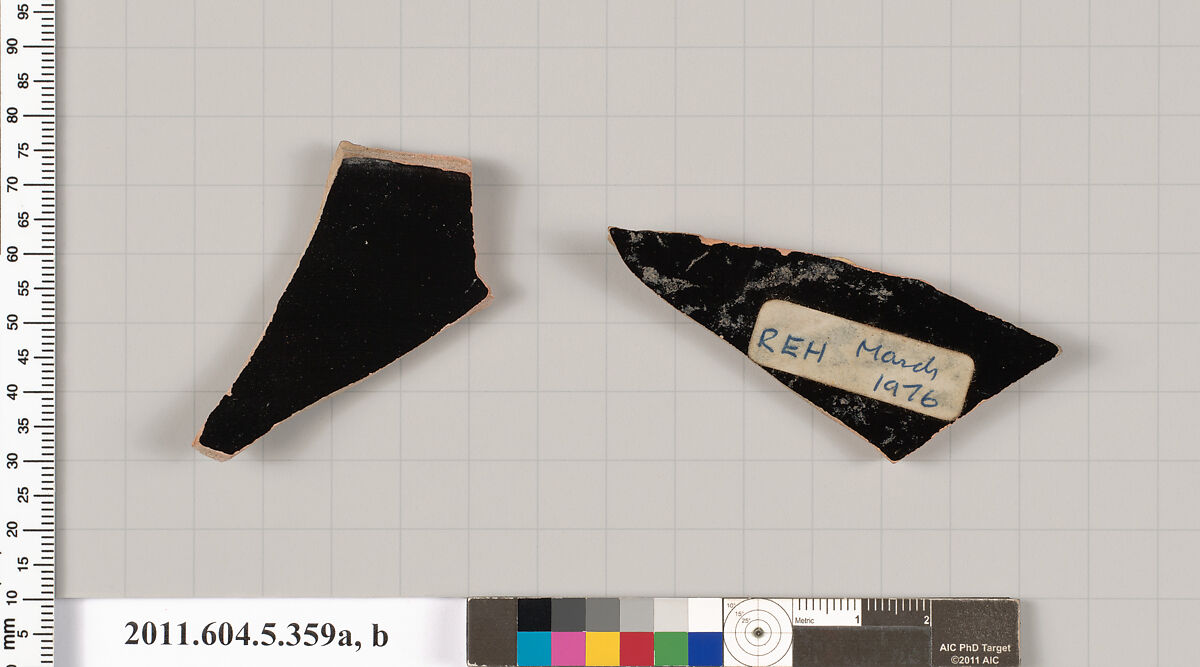 Terracotta fragments of kylikes (drinking cups), Terracotta, Greek, Attic