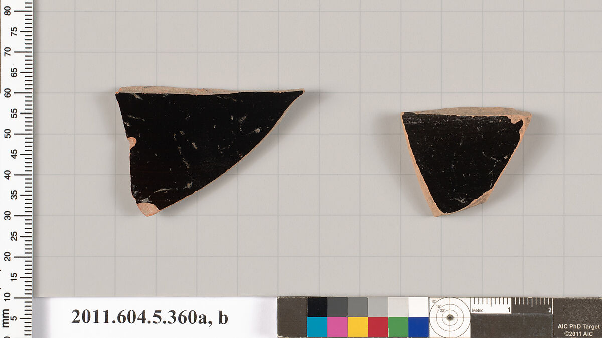 Terracotta fragments of kylikes (drinking cups), Terracotta, Greek, Attic