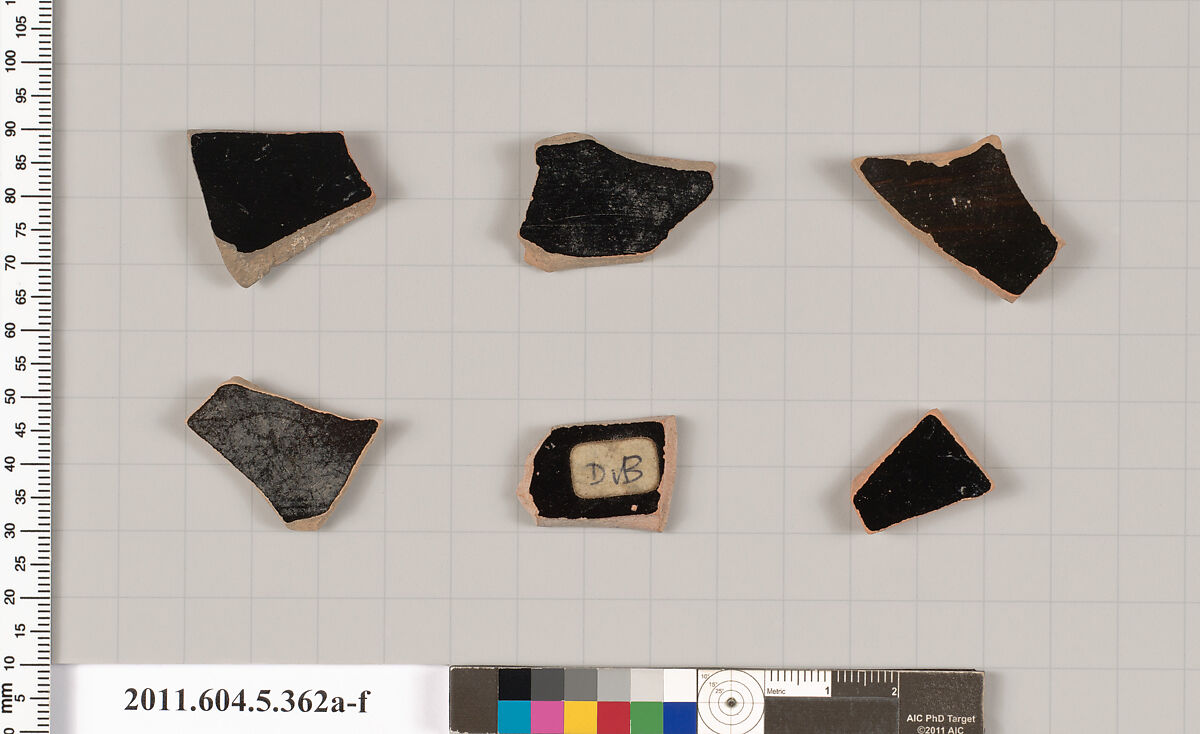 Terracotta fragments of kylikes (drinking cups), Terracotta, Greek, Attic