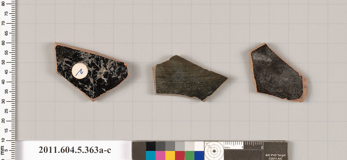 Terracotta fragments of kylikes (drinking cups), Terracotta, Greek, Attic