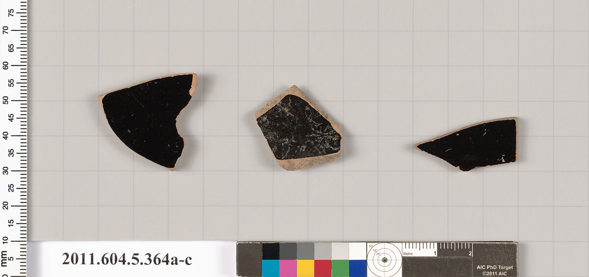 Terracotta fragments of kylikes (drinking cups), Terracotta, Greek, Attic
