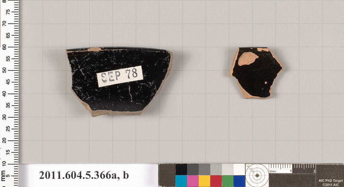 Terracotta rim fragments of kylikes (drinking cups), Terracotta, Greek, Attic