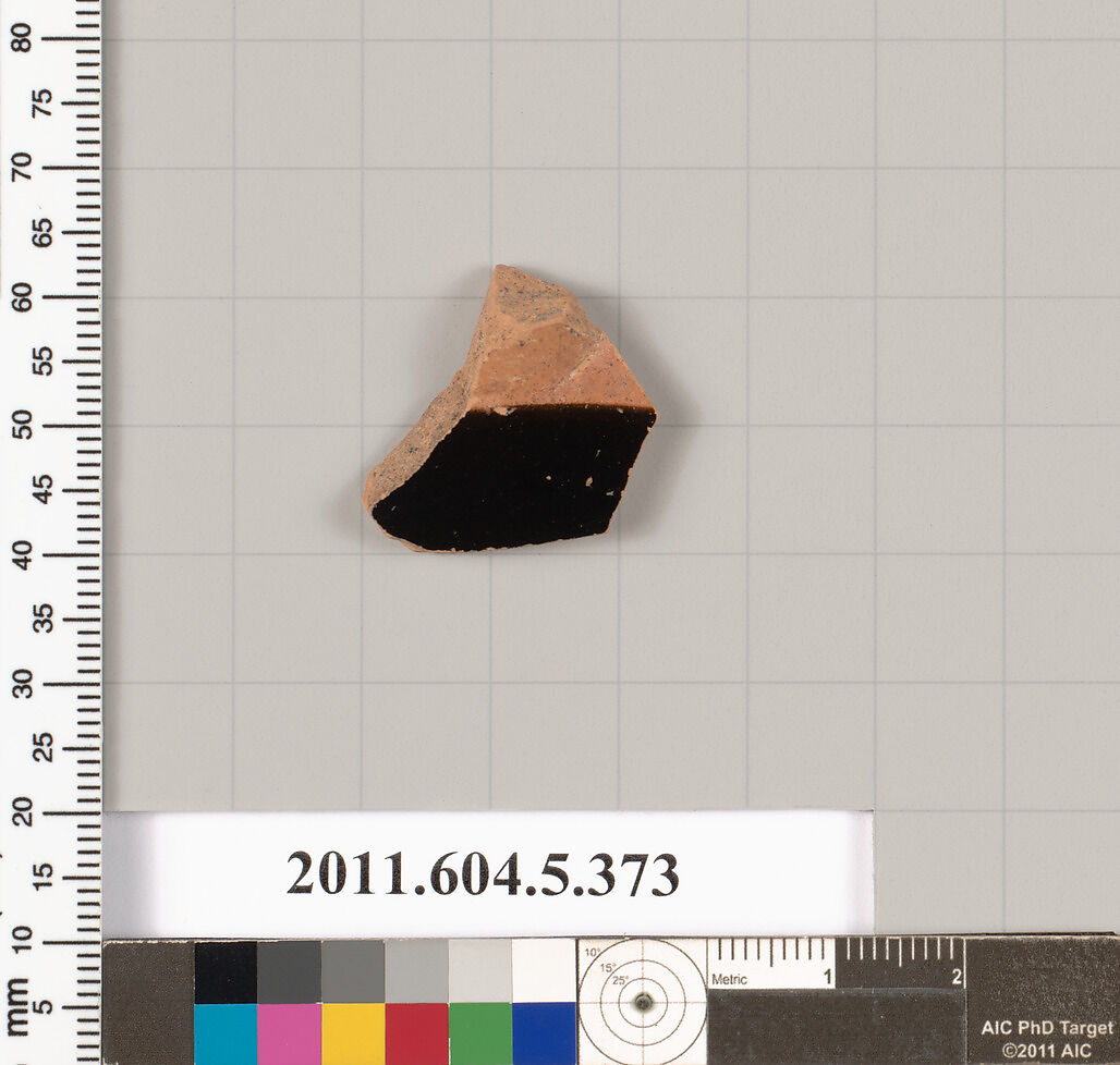 Terracotta fragment of a kylix (drinking cup), Terracotta, Greek, Attic