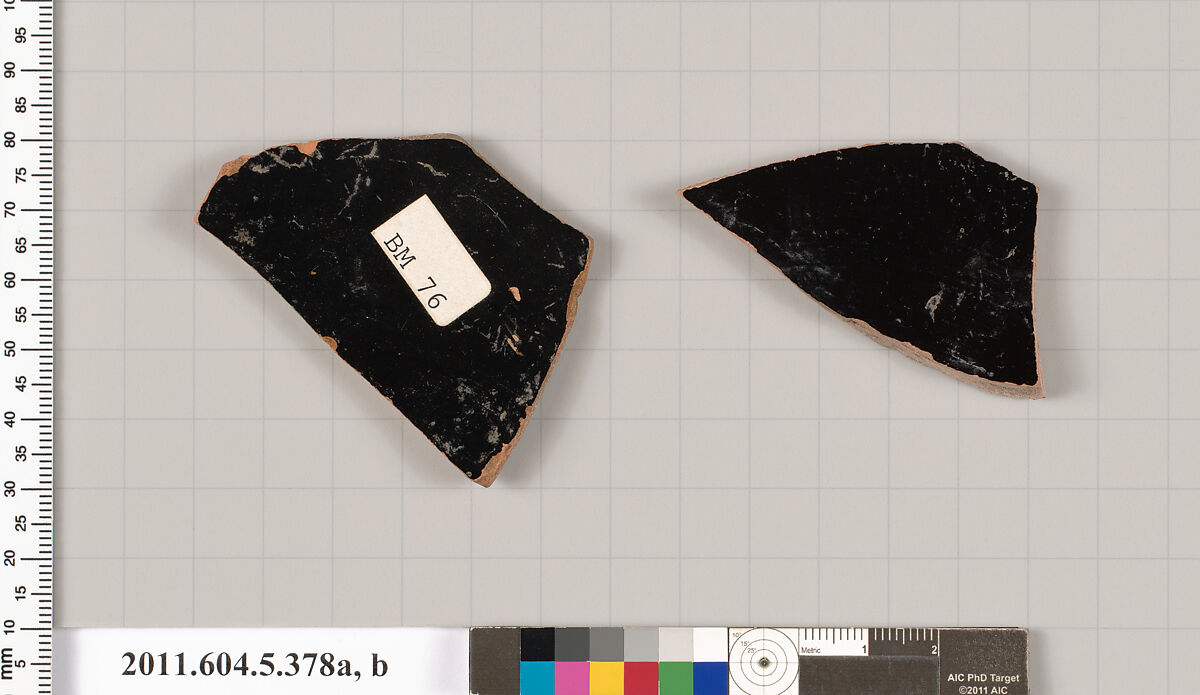 Terracotta fragments of kylikes (drinking cups), Terracotta, Greek, Attic