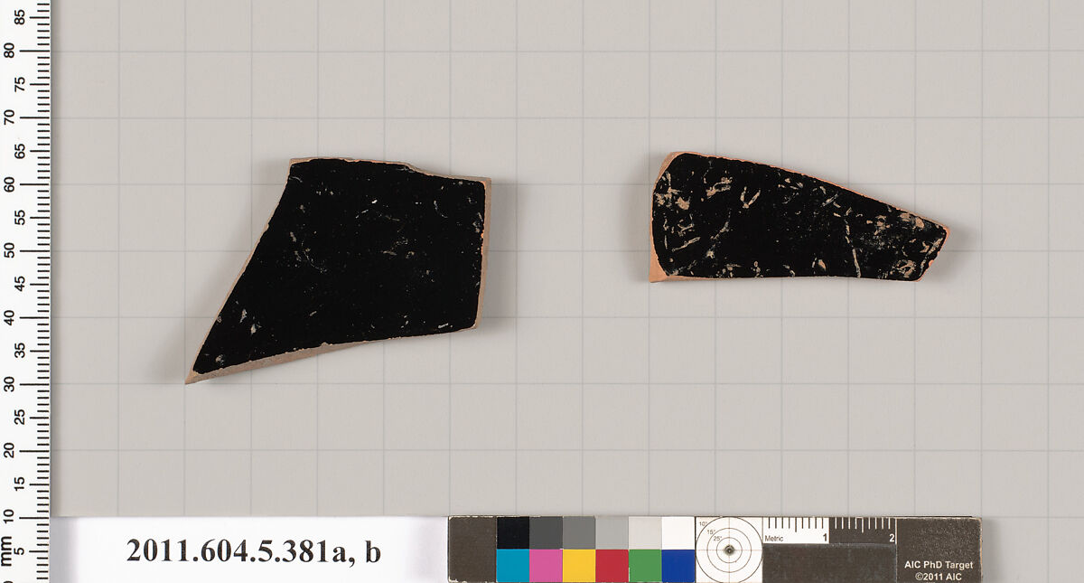 Terracotta fragments of kylikes (drinking cups), Terracotta, Greek, Attic