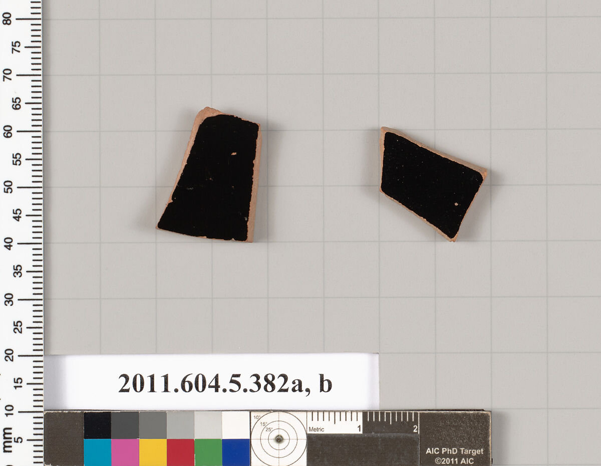 Terracotta fragments of kylikes (drinking cups), Terracotta, Greek, Attic