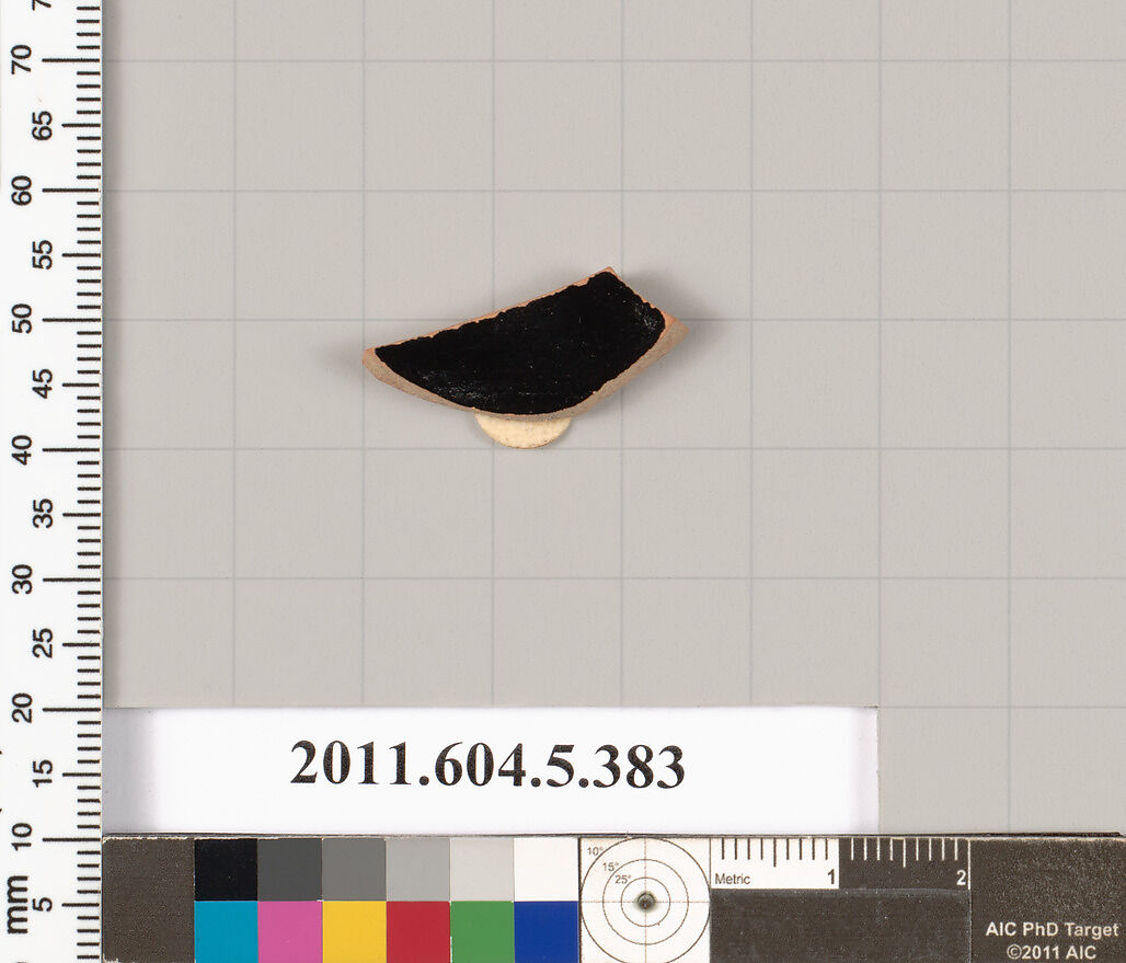 Terracotta fragment of a kylix (drinking cup), Terracotta, Greek, Attic