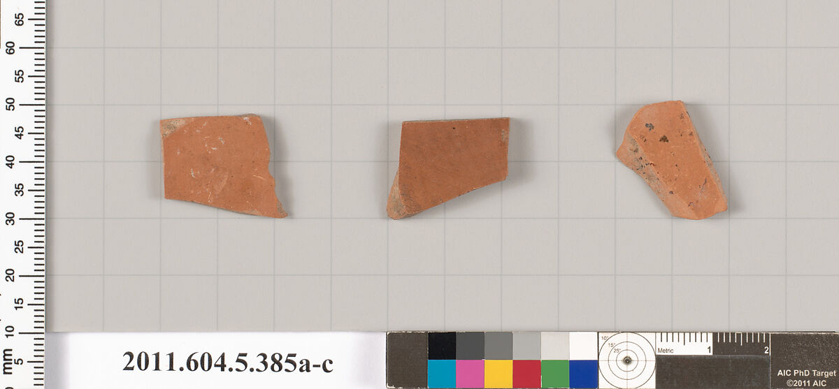 Terracotta fragments of kylikes (drinking cups), Terracotta, Greek, Attic 