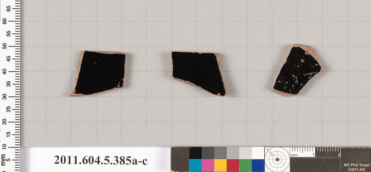 Terracotta fragments of kylikes (drinking cups), Terracotta, Greek, Attic