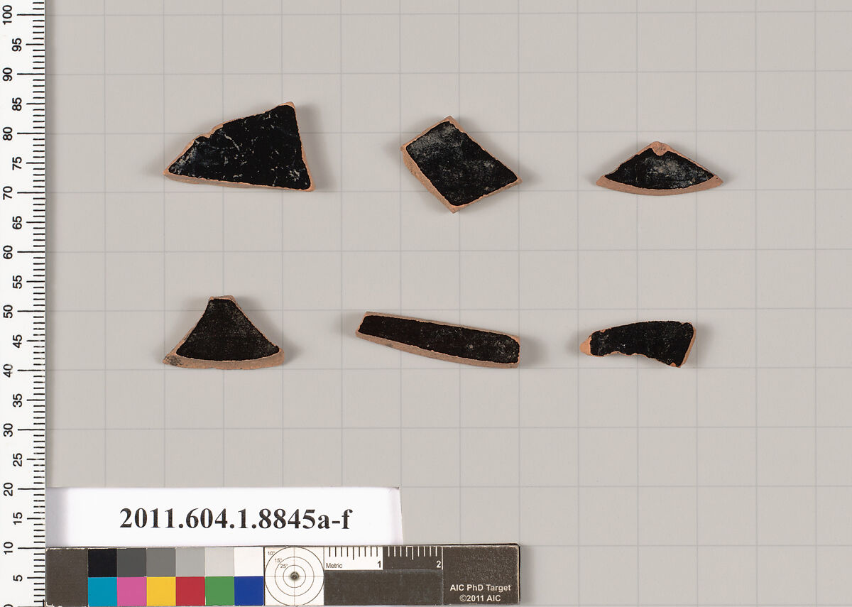 Terracotta fragments of kylikes (drinking cups), Terracotta, Greek, Attic