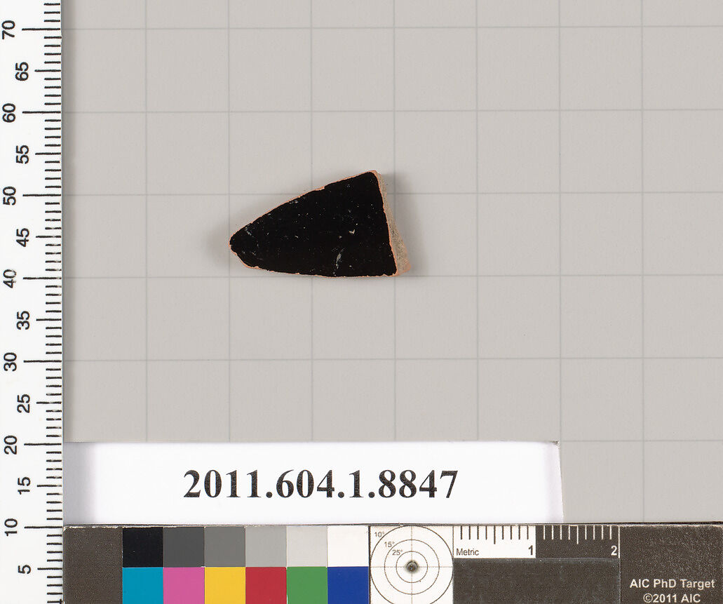 Terracotta fragment of a kylix (drinking cup), Terracotta, Greek, Attic