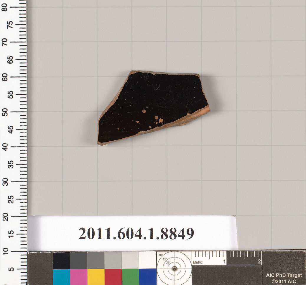 Terracotta fragment of a kylix (drinking cup), Terracotta, Greek, Attic
