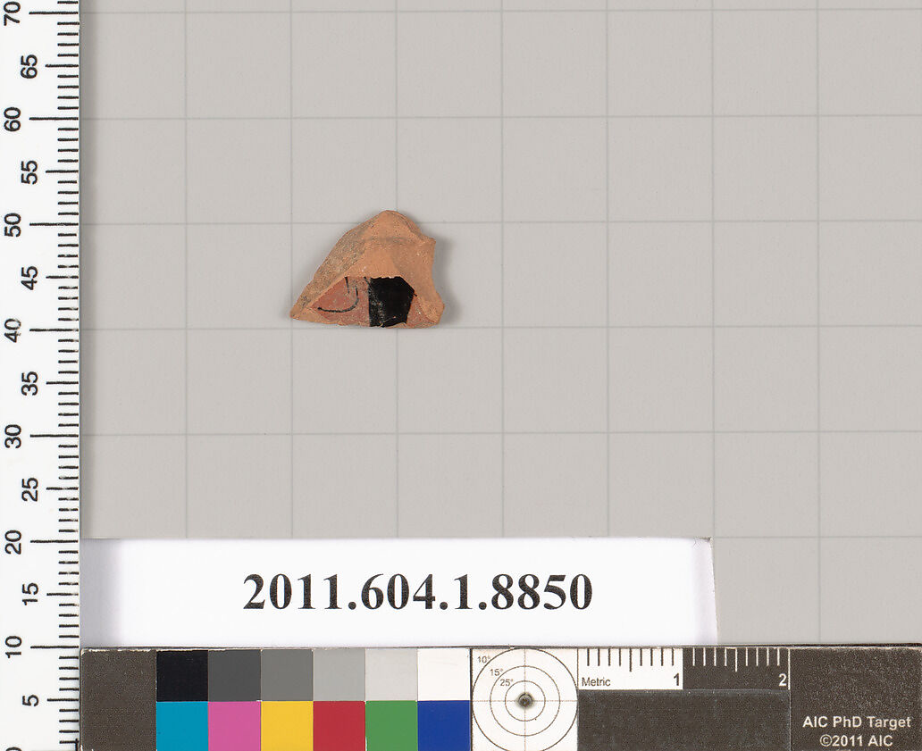 Terracotta fragment of a kylix (drinking cup), Terracotta, Greek, Attic