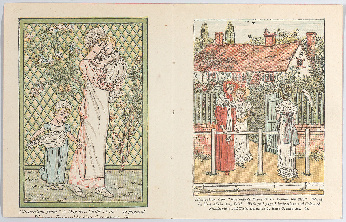 Valentine, Kate Greenaway (British, London 1846–1901 London), beige paper, chromolithography 