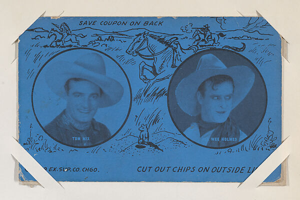 Tom Mix and Pee Wee Holmes from Western Cowboys Exhibits Novelty Star Designs (W435), Exhibit Supply Company, Commercial color photolithograph 