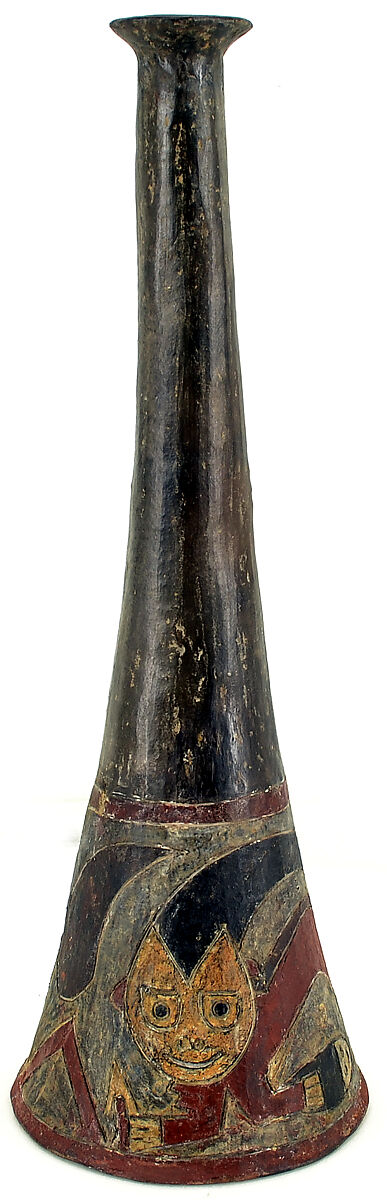 Paracas ceramic trumpet, Ceramic, polychrome, Paracas