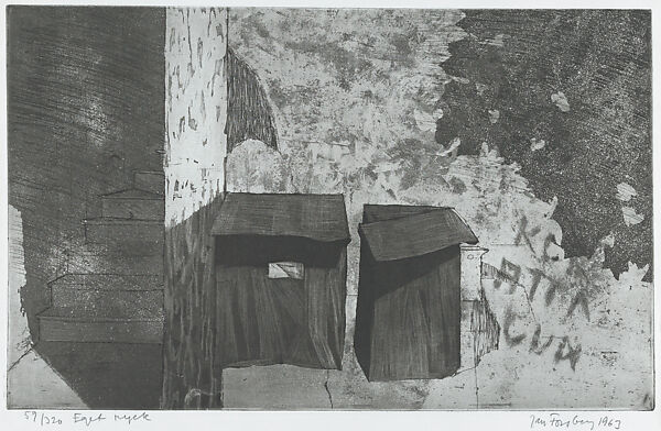 Letter boxes (Brevlådorna), from the portfolio of the Swedish Fine Art Print Society (Föreningen för Grafisk Konst), Jan Forsberg (Swedish, born Stockholm, 1932), Etching and aquatint 