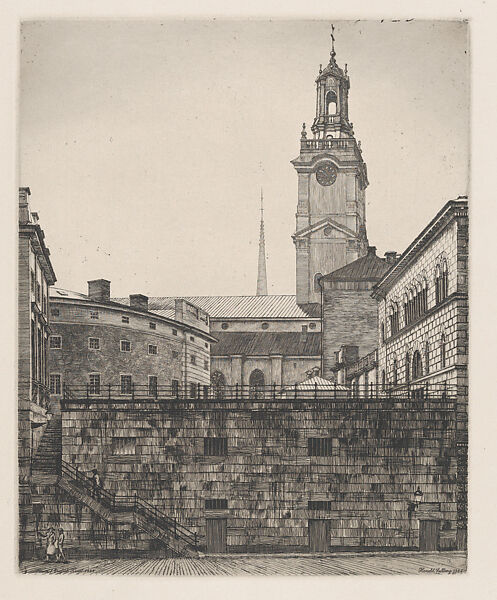 Royal Palace and Cathedral, Stockholm, from the portfolio of the Swedish Fine Art Print Society (Föreningen för Grafisk Konst), Harald Sallberg (Swedish, Stockholm 1895–1963 Canary Islands), Etching 