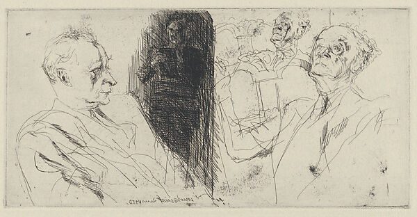 Four portrait sketches of Erik Wettergren, from the portfolio of the Swedish Fine Art Print Society (Föreningen för Grafisk Konst), Birger Lundquist (Swedish, Storvik 1911–1952 Stockholm), Etching and aquatint 