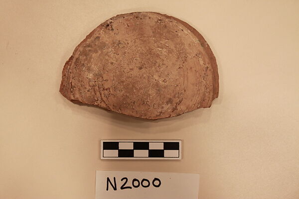 Ceramic Fragment, Earthenware; white slipped, slip-painted under a colorless glaze