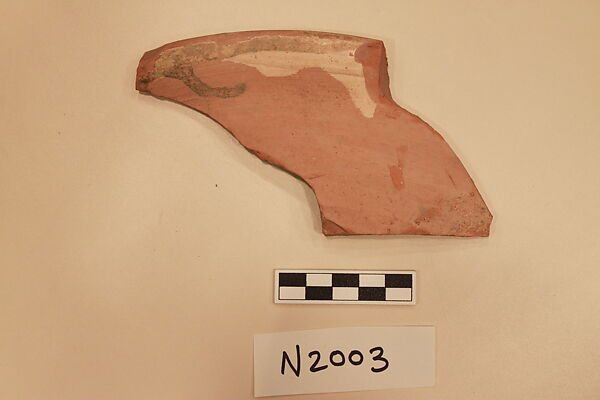Ceramic Fragment, Earthenware; slipped, slip-painted under a colorless glaze