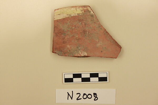 Ceramic Fragment, Earthenware; slipped, slip-painted under a yellow glaze