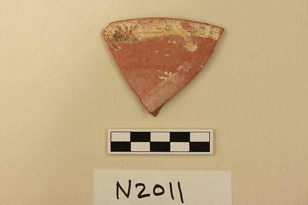 Ceramic Fragment, Earthenware; slipped, slip-painted under a colorless glaze