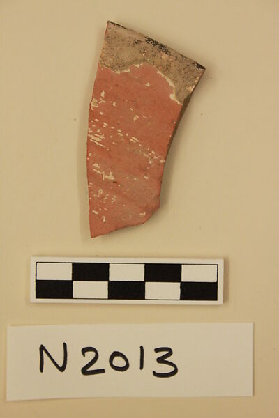 Ceramic Fragment, Earthenware; white slipped, slip-painted under a colorless glaze