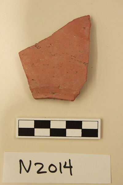 Ceramic Fragment, Earthenware; white slipped, slip-painted under a colorless glaze