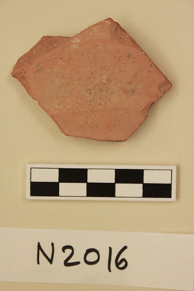 Ceramic Fragment, Earthenware; slipped, slip-painted in green under a yellow glaze