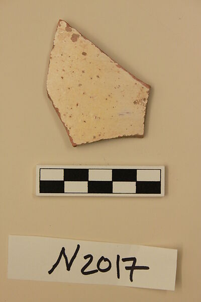 Ceramic Fragment, Earthenware; white slipped, slip-painted