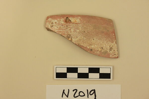 Ceramic Fragment, Earthenware; slipped, slip-painted under a colorless glaze