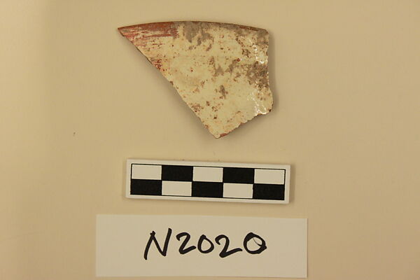 Ceramic Fragment, Earthenware; slipped, slip-painted under a colorless glaze