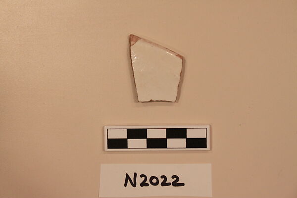 Ceramic Fragment, Earthenware; white slipped, slip-painted under a colorless glaze