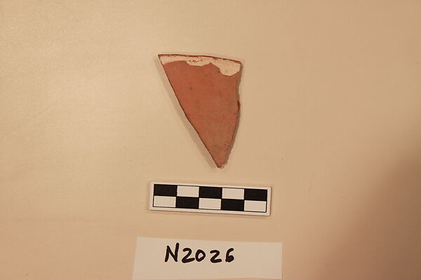 Ceramic Fragment, Earthenware; white slipped, slip-painted under a colorless glaze